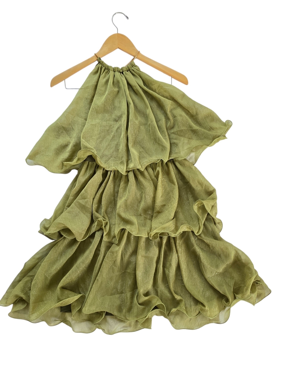 Missguided Olive Halter Tiered Ruffle Mini Dress - Picture 7 of 9